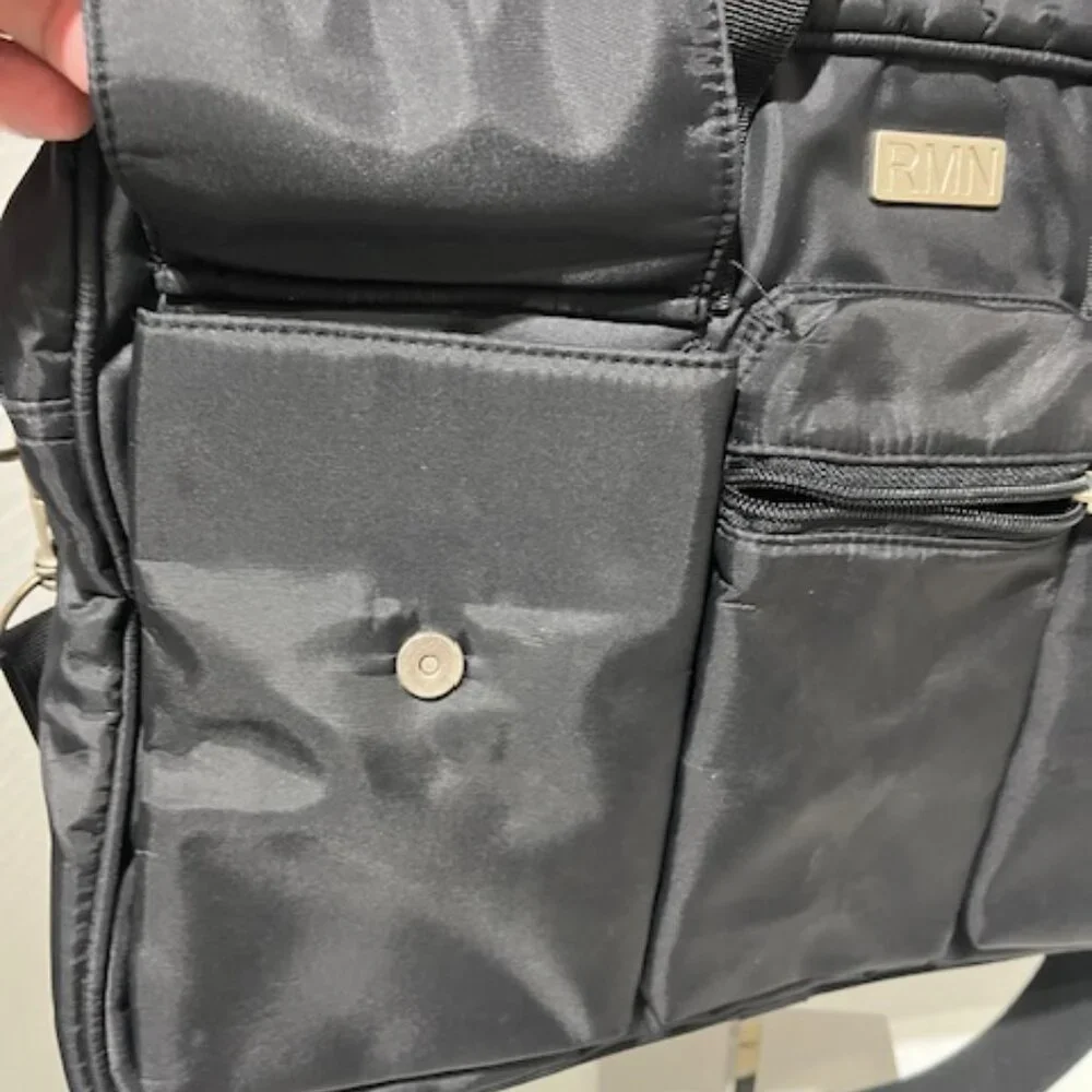 Black RMN Nylon Travel Messenger Laptop Notebook Tote Case Bag